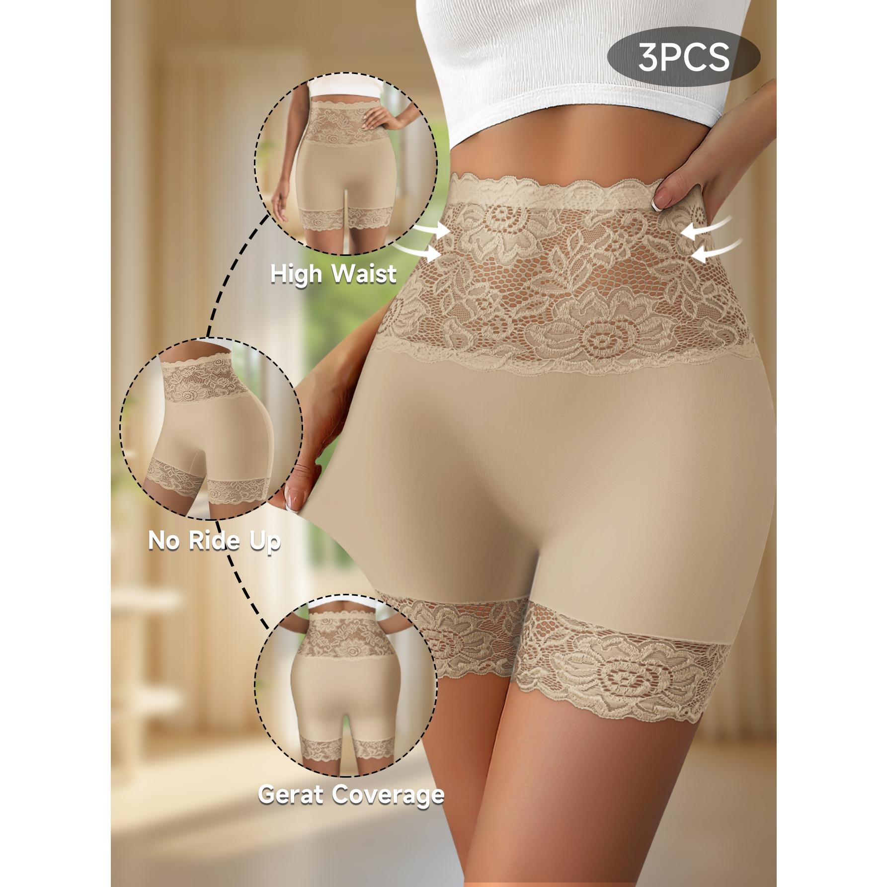 QUASTI 3/4/5/6 Pack Women's High-Waist Shapewear Shorts – Elegant Lace Design, Premium 86% Polyester Fabric for Silky Comfort, Seamless Tummy Control Shorts for Confident Everyday Wear, S-XXL