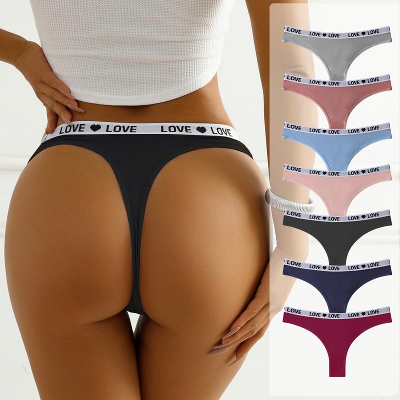 Hotcom Women's Low-Waist Thong Panties 7-Pack Cotton Spandex Love Heart Waistband Comfortable Breathable Invisible Underwear FallFreshness Outdoorfun - Fabric Hotcom Women's Low-Waist Thong Panties 7-Pack Cotton Spandex Love Heart Waistband Comfortable Breathable Invisible Underwear FallFreshness Outdoorfun - Fabric