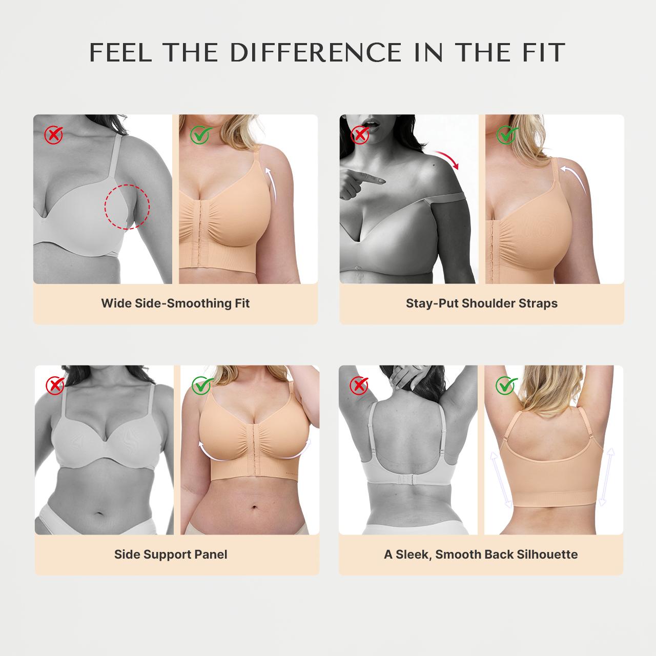 SHAPELLX Front-Closure Seamless Push-Up Bra Top for Women Fit