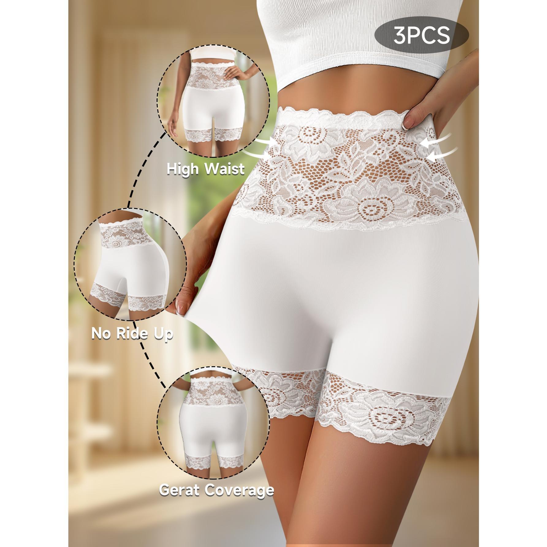 QUASTI 3/4/5/6 Pack Women's High-Waist Shapewear Shorts – Elegant Lace Design, Premium 86% Polyester Fabric for Silky Comfort, Seamless Tummy Control Shorts for Confident Everyday Wear, S-XXL