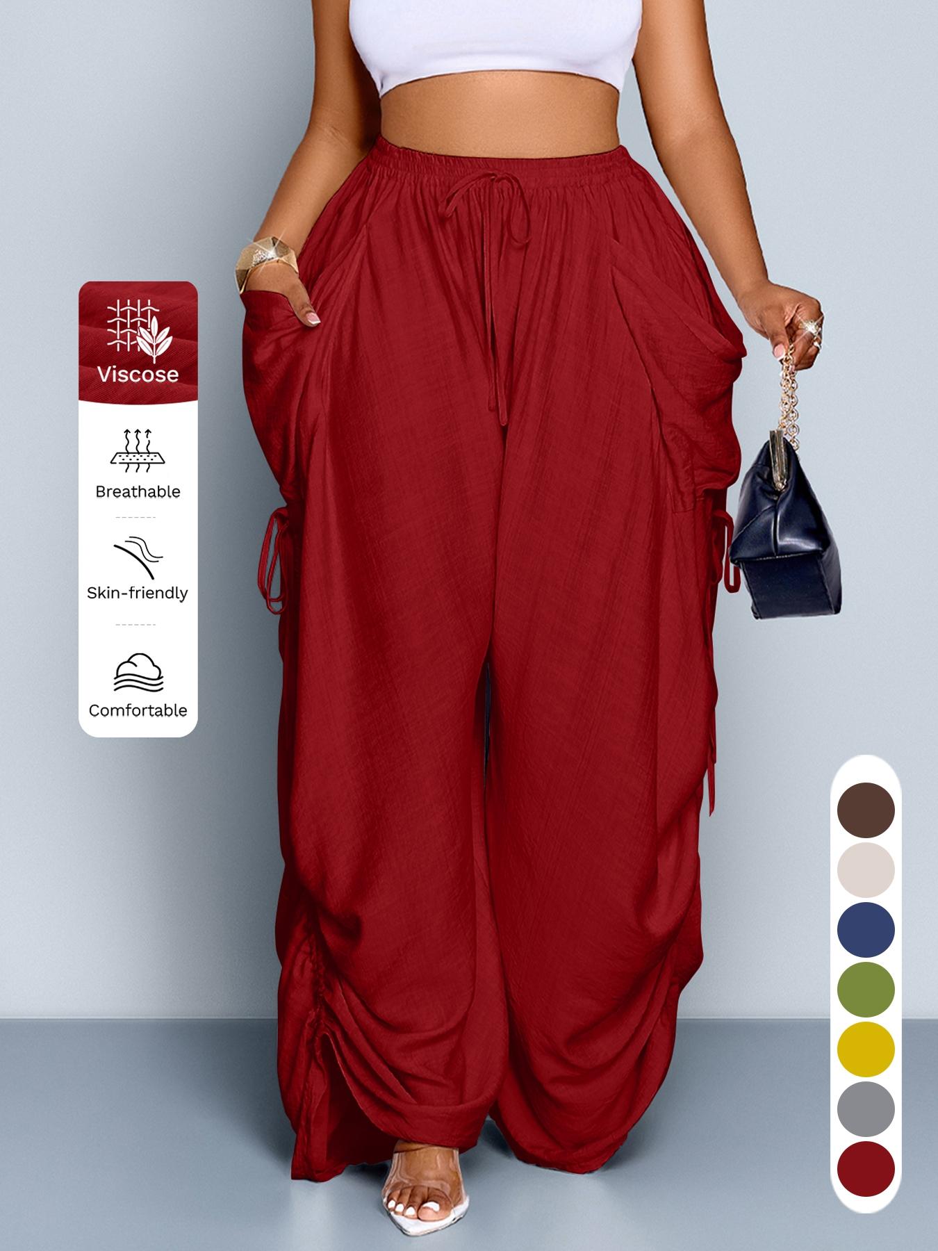 Women's Casual Loose-Fit Wide Leg Pants, All-Season Woven Fabric, Long Plain Design, Daily Commute & Vacation Wear Women's Casual Loose-Fit Wide Leg Pants, All-Season Woven Fabric, Long Plain Design, Daily Commute & Vacation Wear