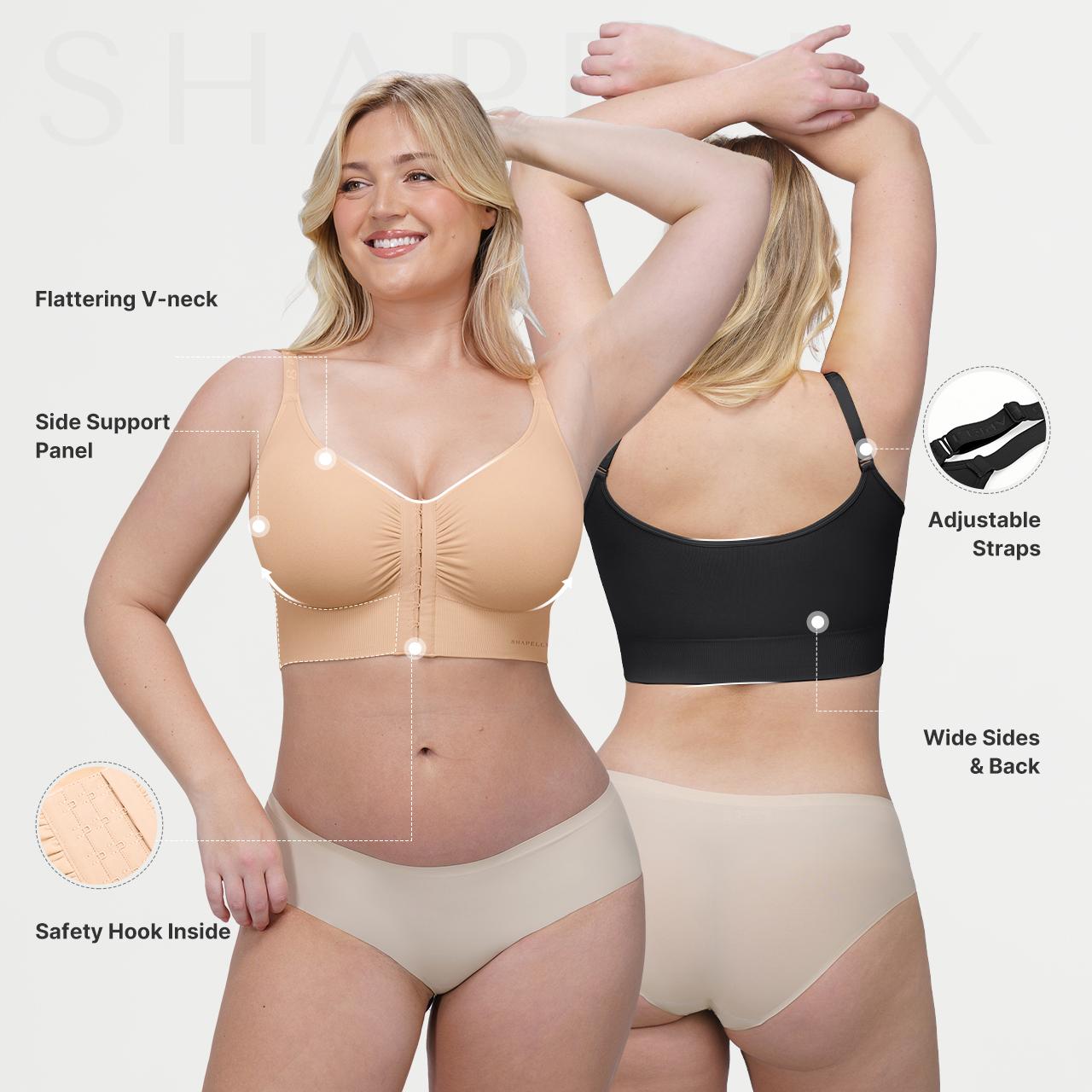 SHAPELLX Front-Closure Seamless Push-Up Bra Top for Women Fit