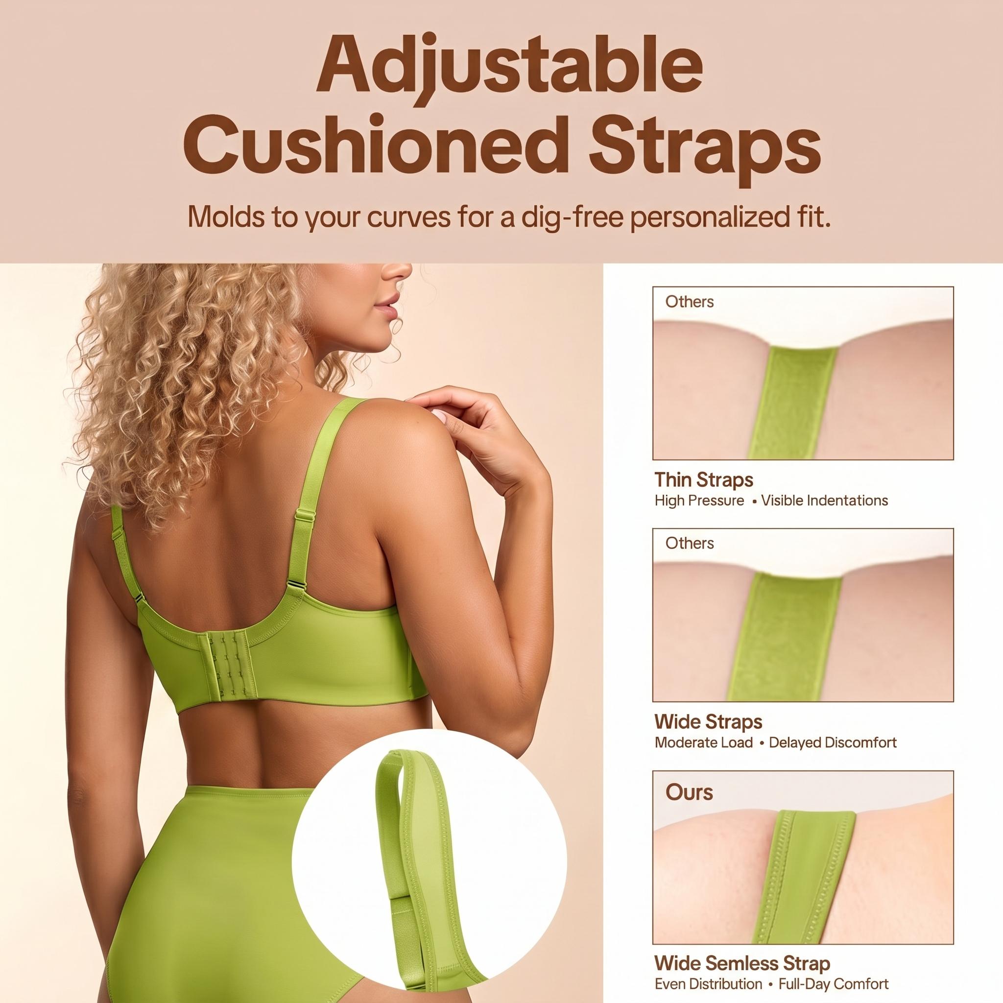 HSIA Joan Comfortzone Plus Size Unlined Full Coverage Minimizer Bra for Large Bust Women Underwire Support Seamless Naked Feel T Shirt Non-Padded Bra Instantly Slims 1 to 1.5 Cups Wider Cushioned Straps Anti Sag Smoothing Daily Lingerie