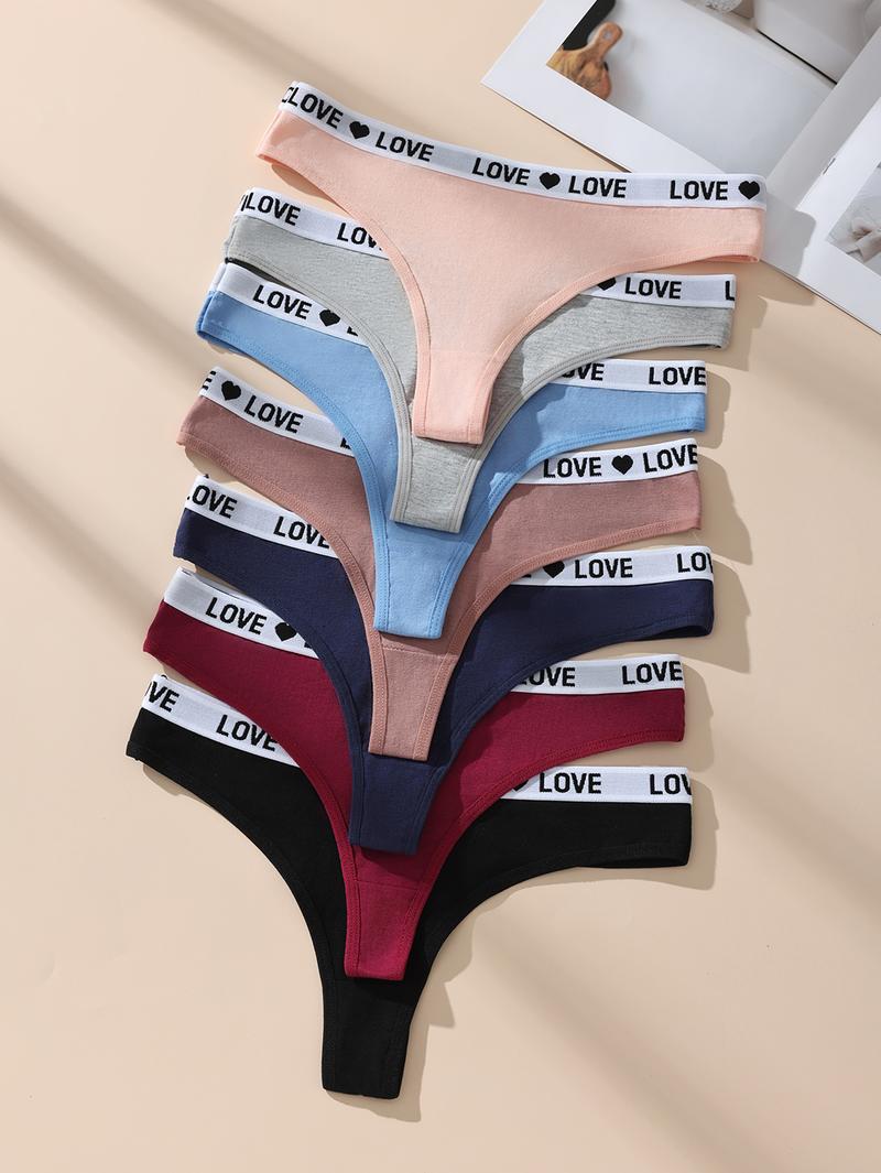 Hotcom Women's Low-Waist Thong Panties 7-Pack Cotton Spandex Love Heart Waistband Comfortable Breathable Invisible Underwear FallFreshness Outdoorfun - Fabric Hotcom Women's Low-Waist Thong Panties 7-Pack Cotton Spandex Love Heart Waistband Comfortable Breathable Invisible Underwear FallFreshness Outdoorfun - Fabric