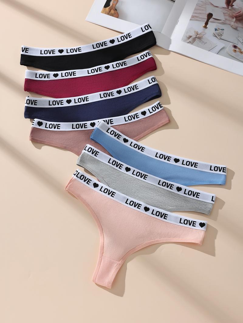 Hotcom Women's Low-Waist Thong Panties 7-Pack Cotton Spandex Love Heart Waistband Comfortable Breathable Invisible Underwear FallFreshness Outdoorfun - Fabric Hotcom Women's Low-Waist Thong Panties 7-Pack Cotton Spandex Love Heart Waistband Comfortable Breathable Invisible Underwear FallFreshness Outdoorfun - Fabric