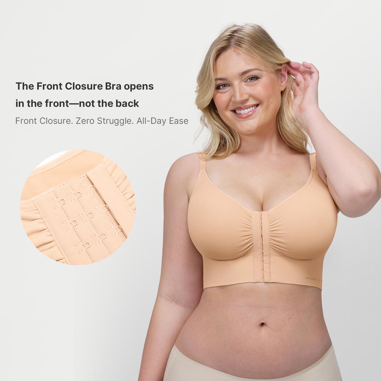 SHAPELLX Front-Closure Seamless Push-Up Bra Top for Women Fit
