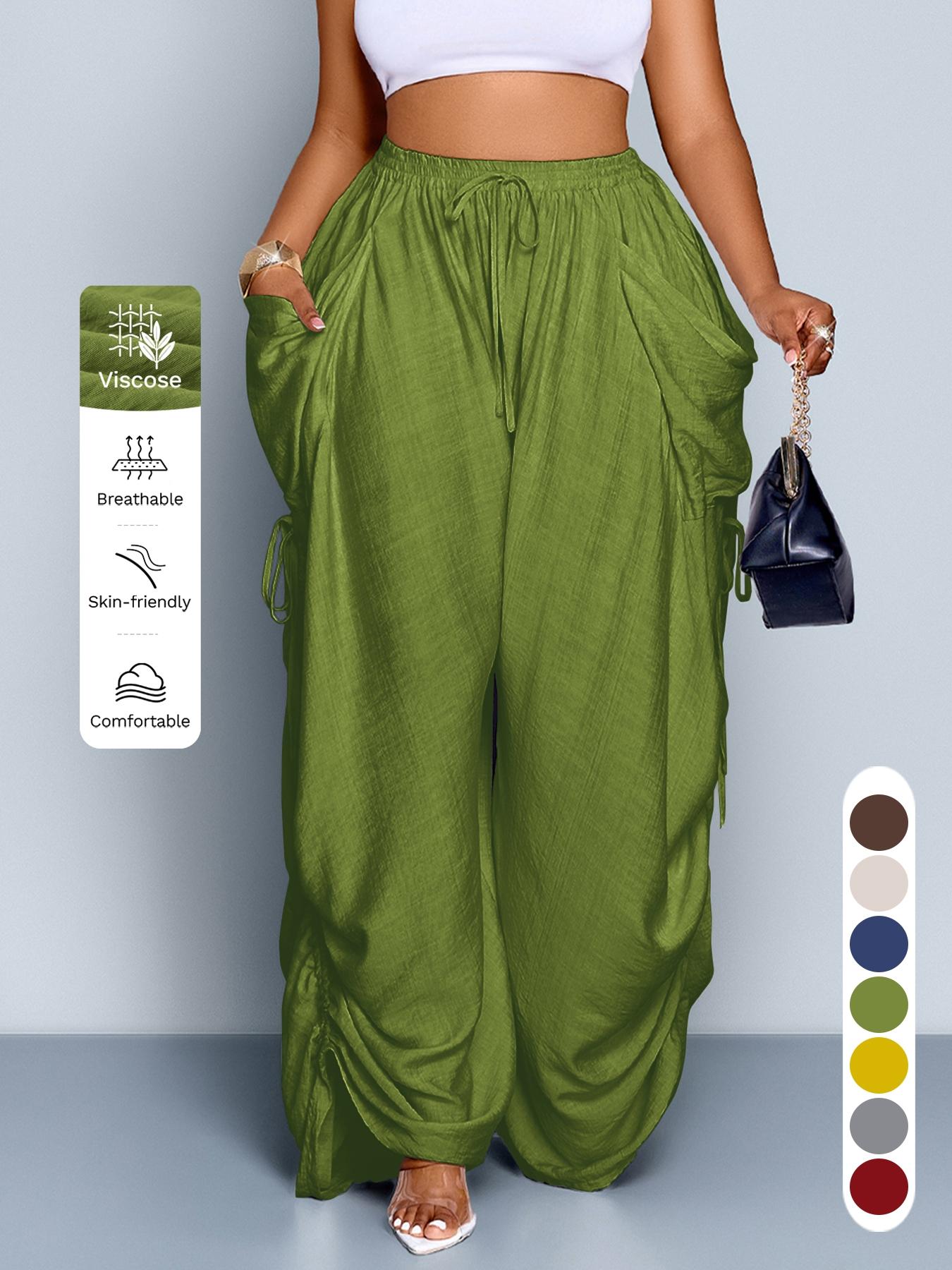 Women's Casual Loose-Fit Wide Leg Pants, All-Season Woven Fabric, Long Plain Design, Daily Commute & Vacation Wear Women's Casual Loose-Fit Wide Leg Pants, All-Season Woven Fabric, Long Plain Design, Daily Commute & Vacation Wear