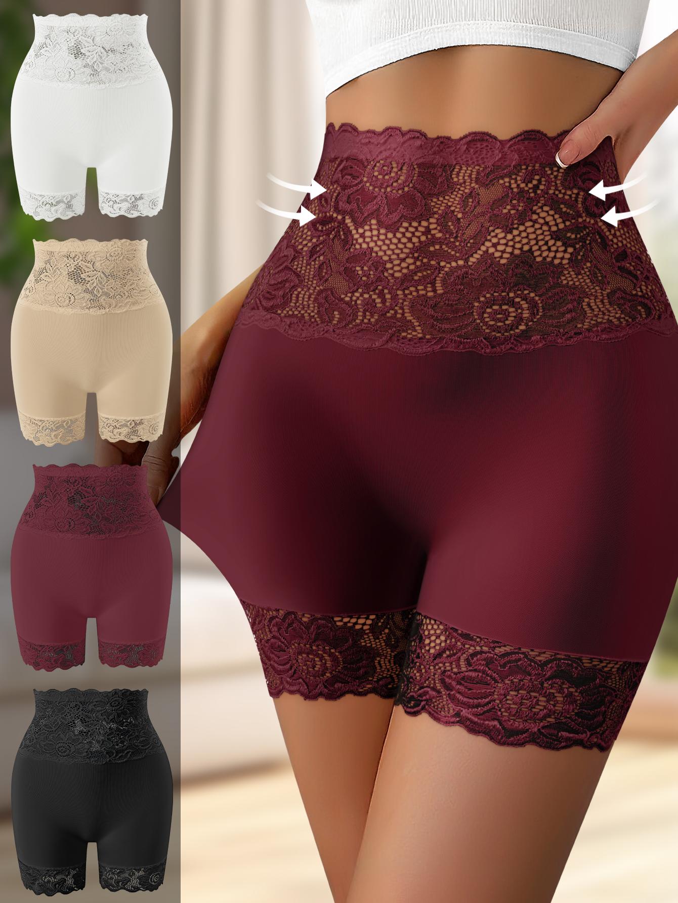 QUASTI 3/4/5/6 Pack Women's High-Waist Shapewear Shorts – Elegant Lace Design, Premium 86% Polyester Fabric for Silky Comfort, Seamless Tummy Control Shorts for Confident Everyday Wear, S-XXL