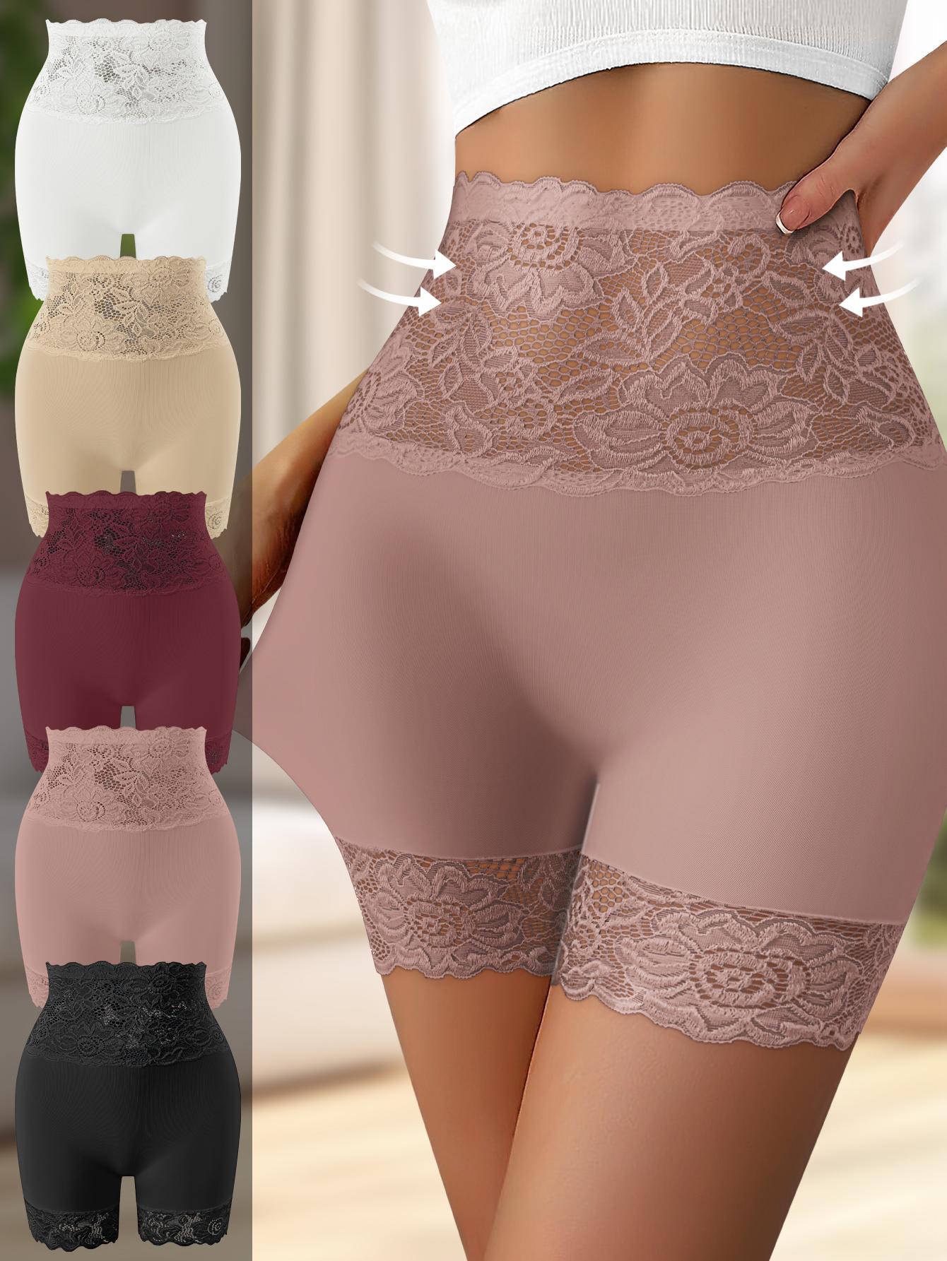 QUASTI 3/4/5/6 Pack Women's High-Waist Shapewear Shorts – Elegant Lace Design, Premium 86% Polyester Fabric for Silky Comfort, Seamless Tummy Control Shorts for Confident Everyday Wear, S-XXL