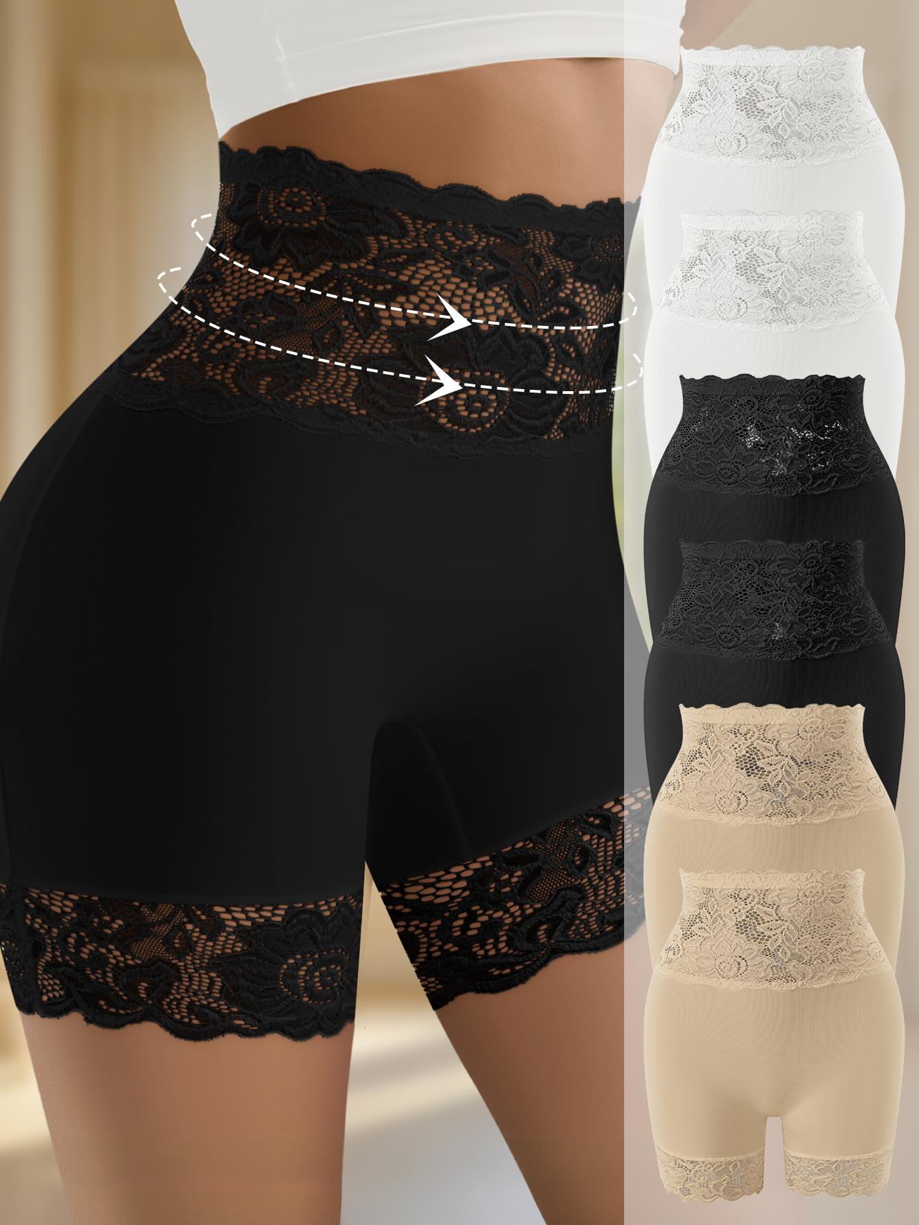 QUASTI 3/4/5/6 Pack Women's High-Waist Shapewear Shorts – Elegant Lace Design, Premium 86% Polyester Fabric for Silky Comfort, Seamless Tummy Control Shorts for Confident Everyday Wear, S-XXL