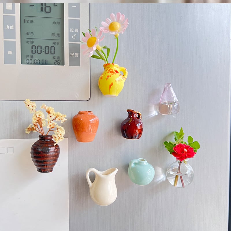 🌸🏺Handmade Mini Ceramic Vase – Refrigerator Magnet | Decorative Flower Vase for Home | 30% Off🌸