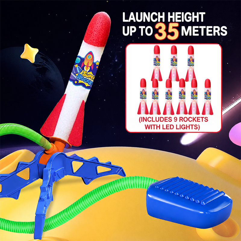 🚀Stomp Rocket Launcher – Outdoor Kids Toy with Multiple Rocket Packs (1–12 Rockets)