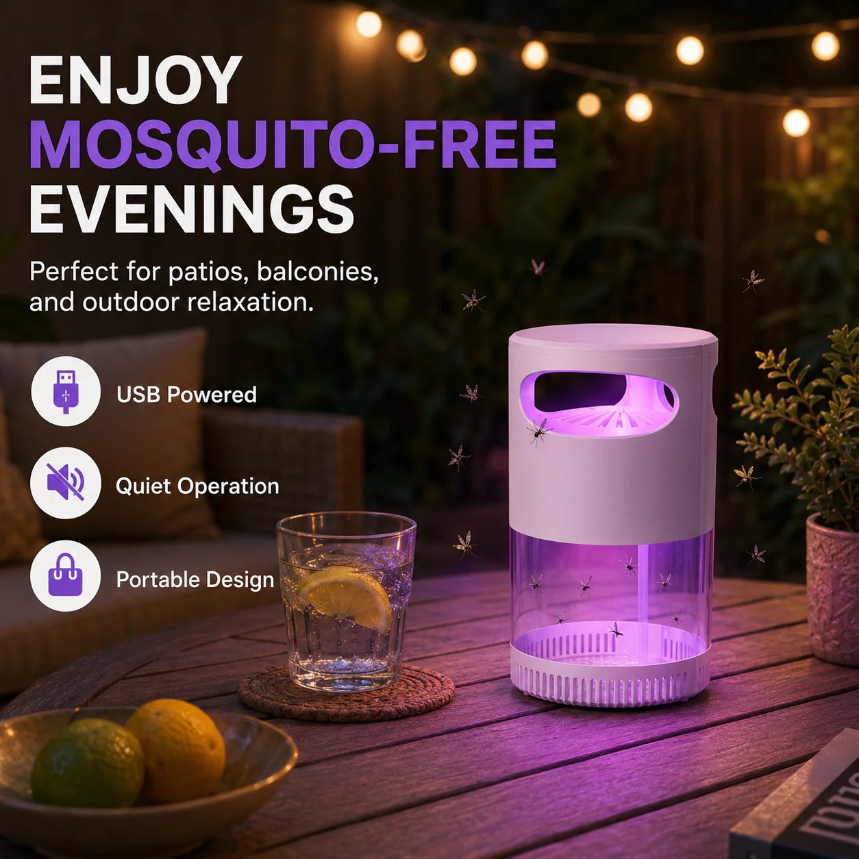 🦟 UV Mosquito Killer Lamp – Quiet, USB Powered, Chemical-Free Protection for Home & Bedroom 🔇🌙