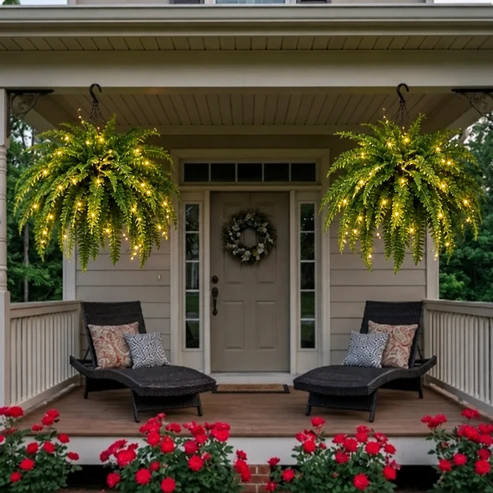 💥BUY 1 GET 1 FREE (2 PCS) 💛 Glowing Boston Ferns with Lights – 🌿 Zero Watering, Zero Maintenance