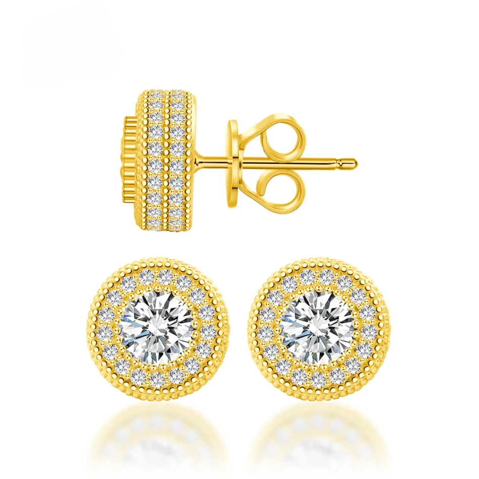 Round Bling Stud Earrings – S925 & VVS Synthetic Moissanite