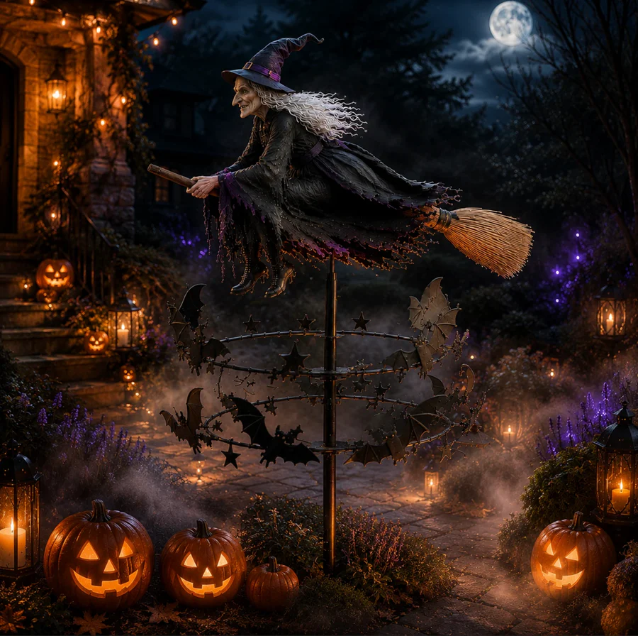 Enchanted Witch Garden Wind Spinner – Halloween Outdoor Décor