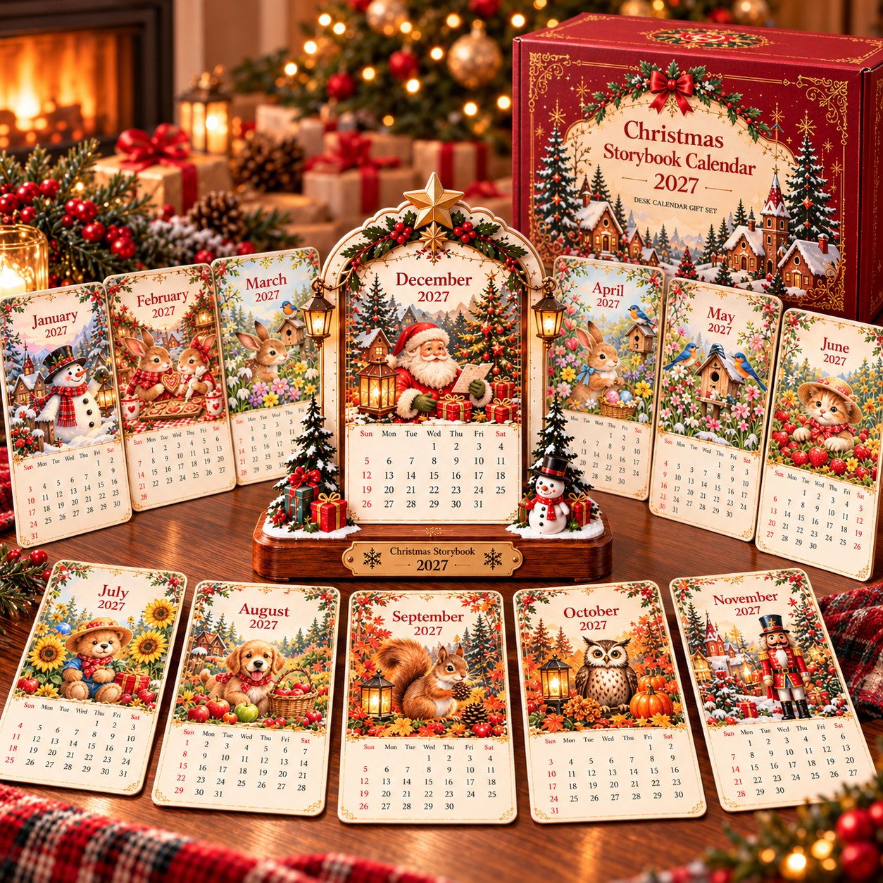 ❤️ a2027 Christmas Storybook Desk Calendar Gift Set