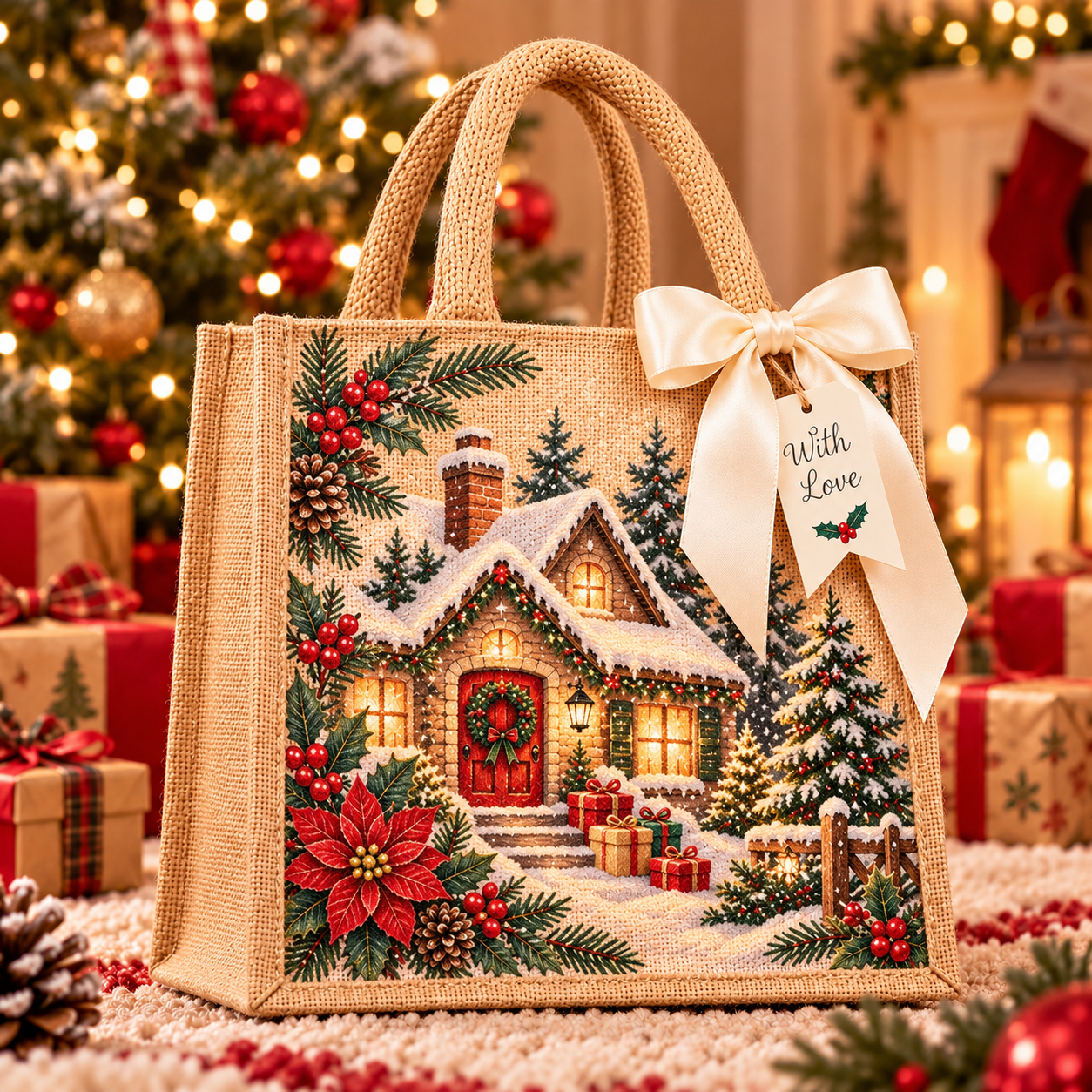 Vintage Christmas Gift Tote Bag Collection