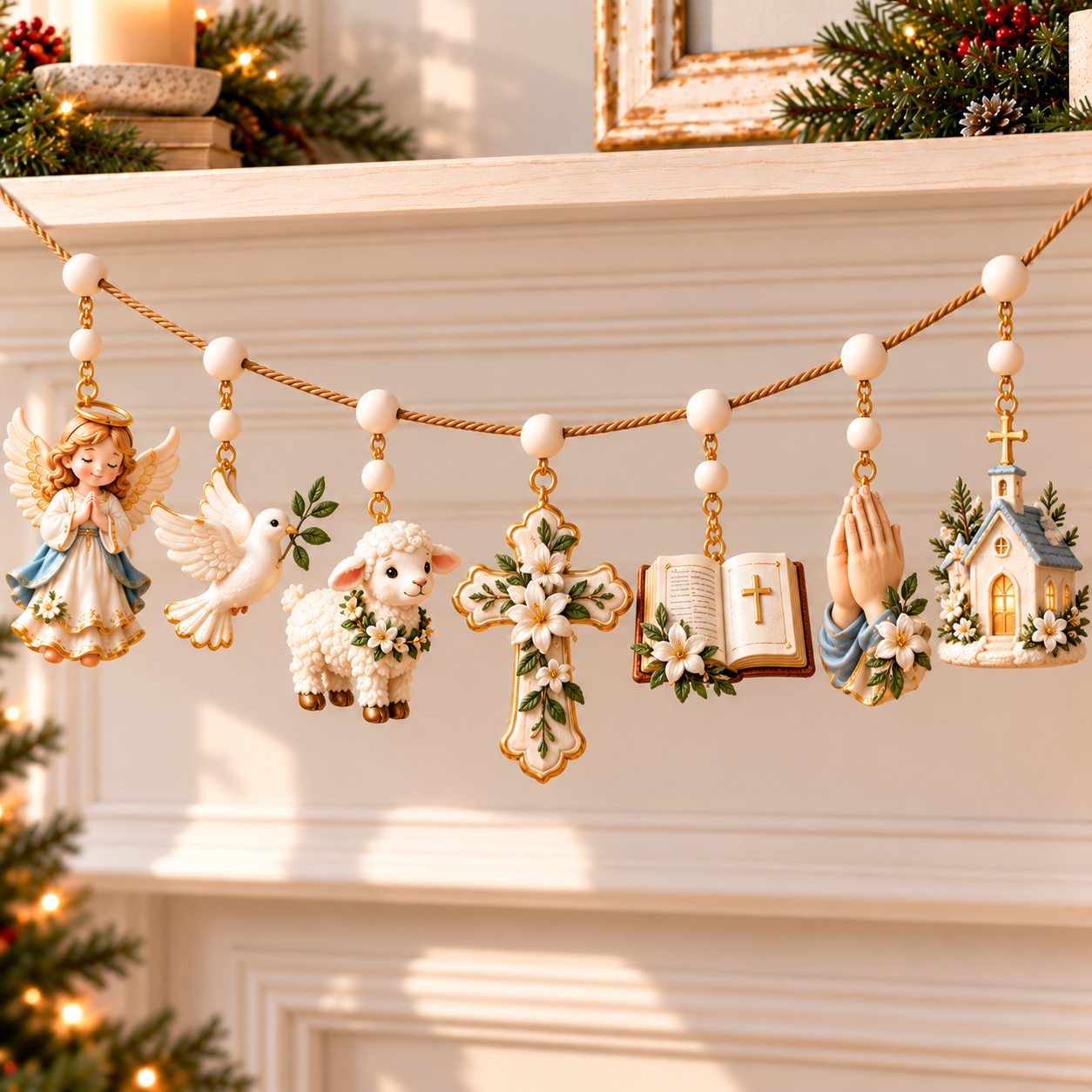 Christian Christmas Garland Collection – Nativity & Faith Blessings