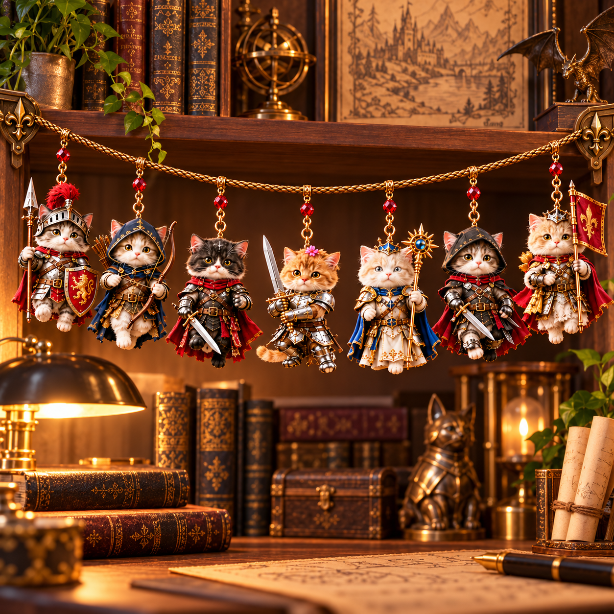 Fantasy Cat Garland Collection – Knight, Magic & Dragon Designs