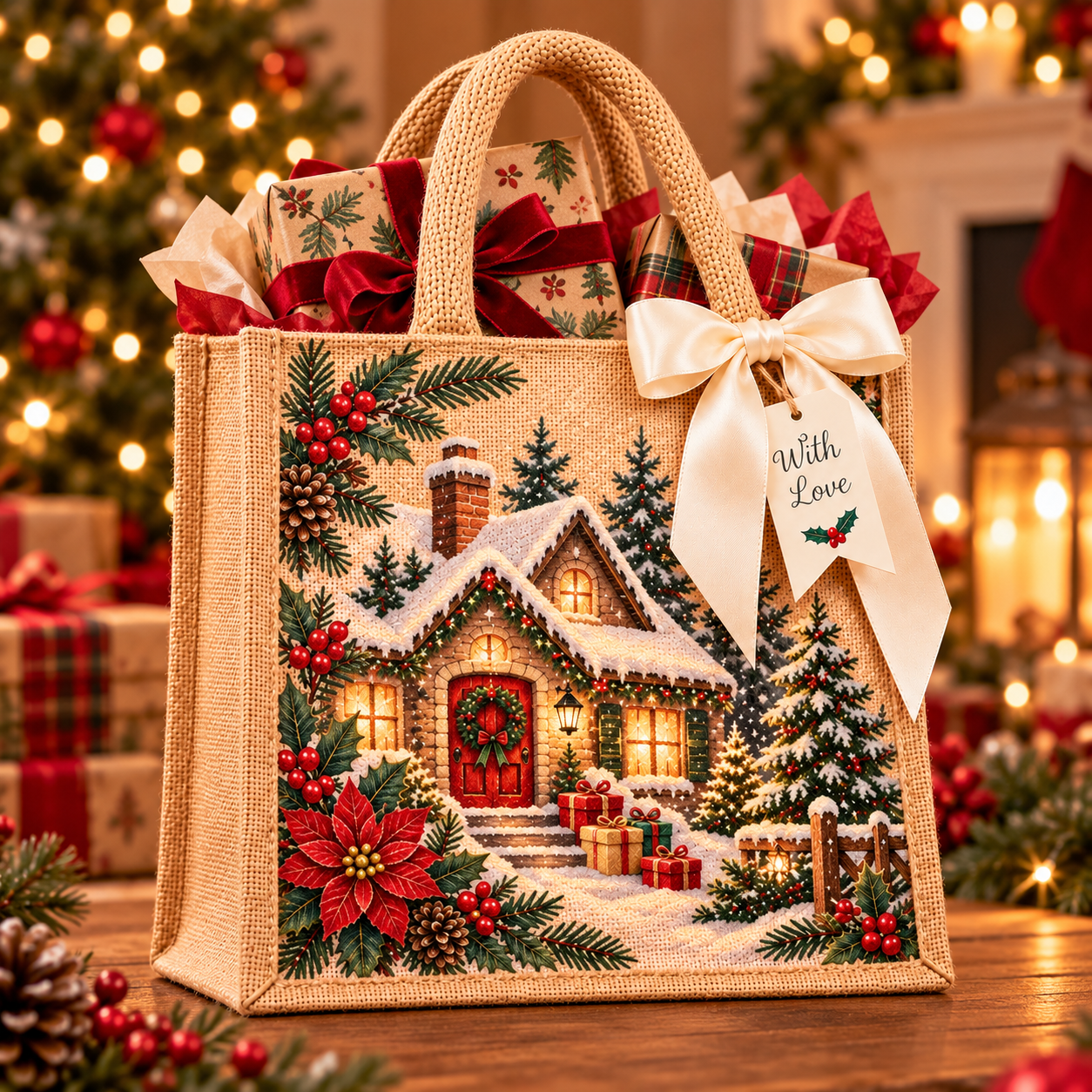 Vintage Christmas Gift Tote Bag Collection