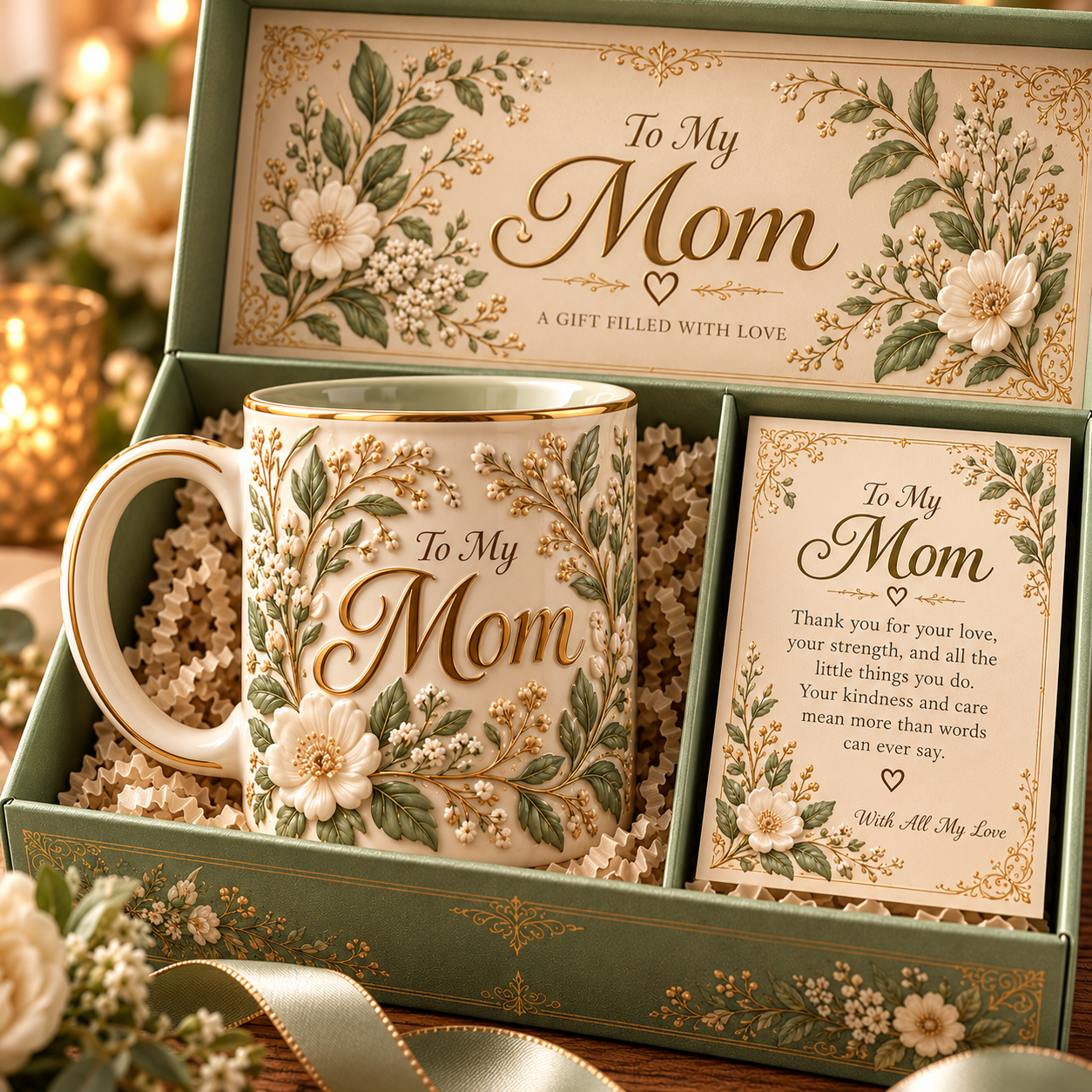 ❤️Beautifully Detailed. Made to Mean More- Embossed Floral Keepsake Mug Collection