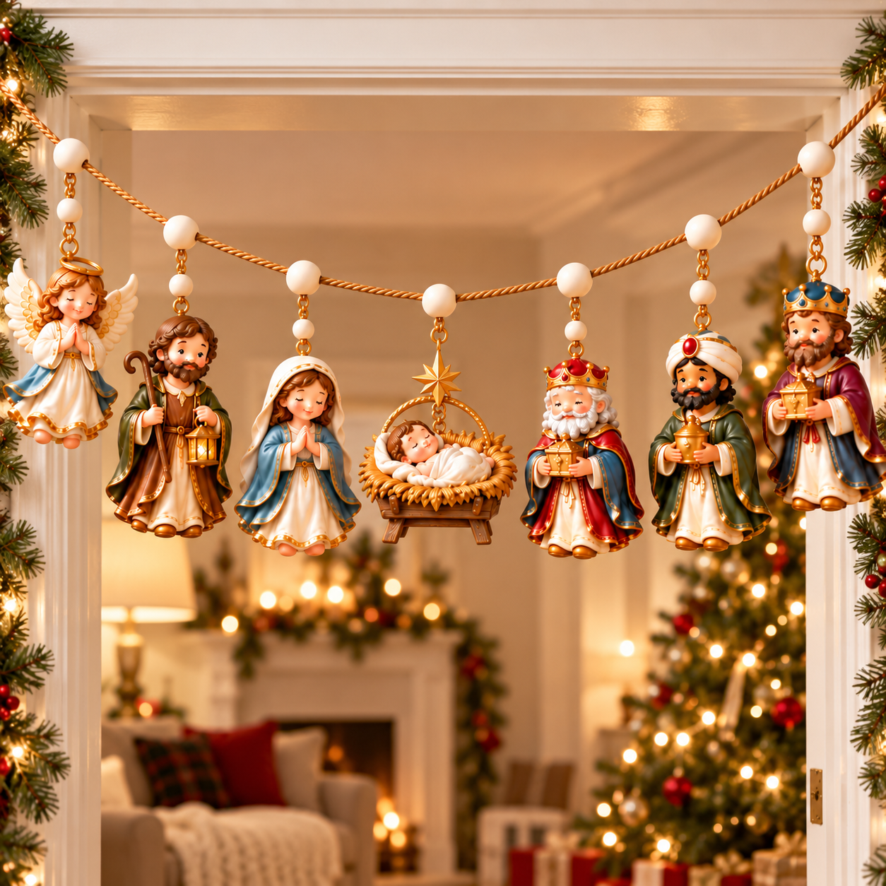 Christian Christmas Garland Collection – Nativity & Faith Blessings