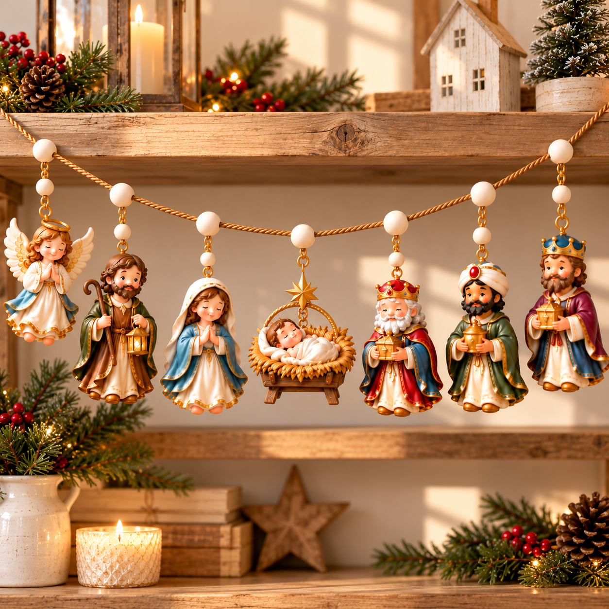 Christian Christmas Garland Collection – Nativity & Faith Blessings