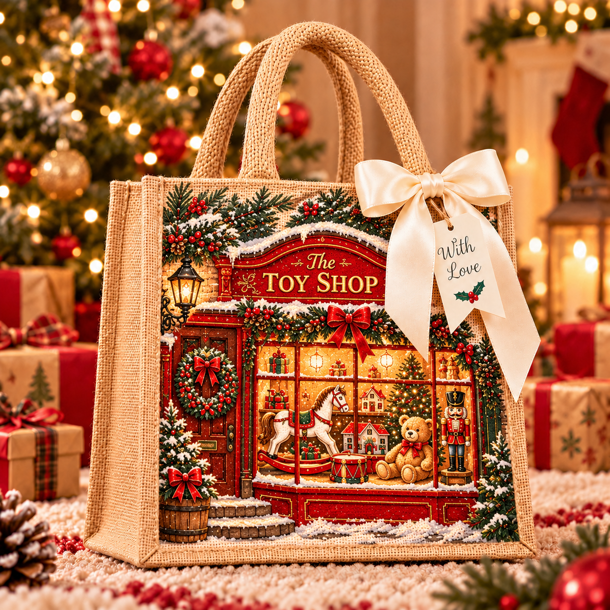 Vintage Christmas Gift Tote Bag Collection