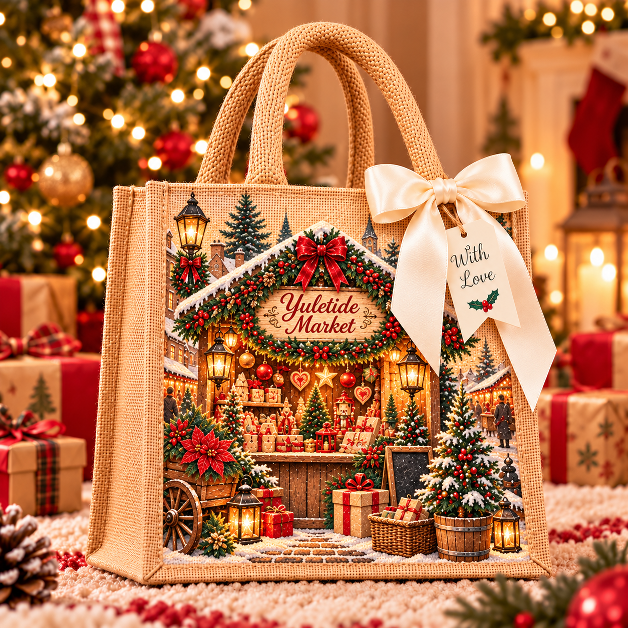 Vintage Christmas Gift Tote Bag Collection