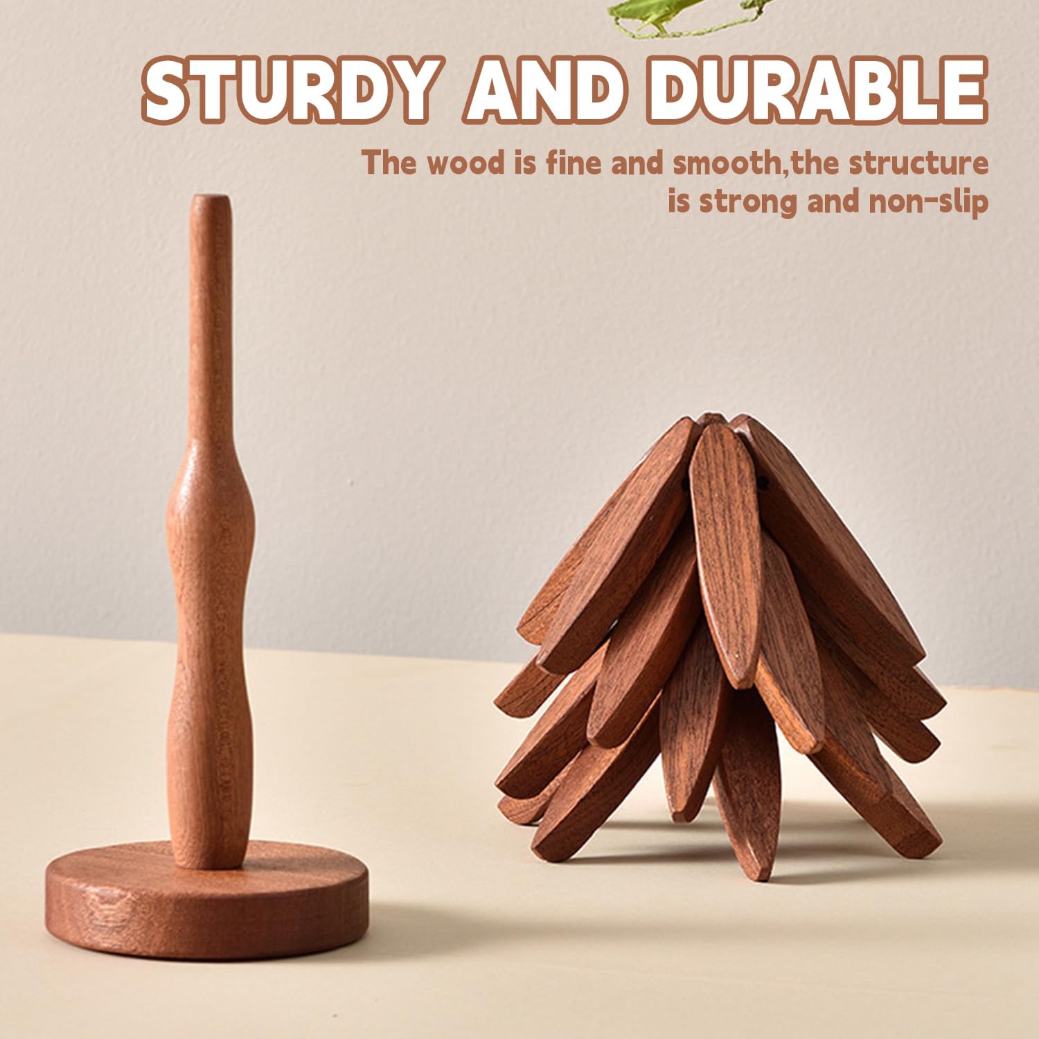 🎁Christmas Early Discount 49% Off✨Natural Tree Trivet Set - 4 Wooden Trivets & 1 Stand Like a Christmas Tree