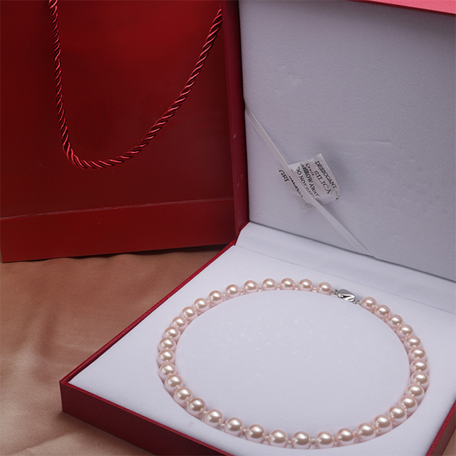 Japan Akoya Pink Pearl Necklace- AAA Quality