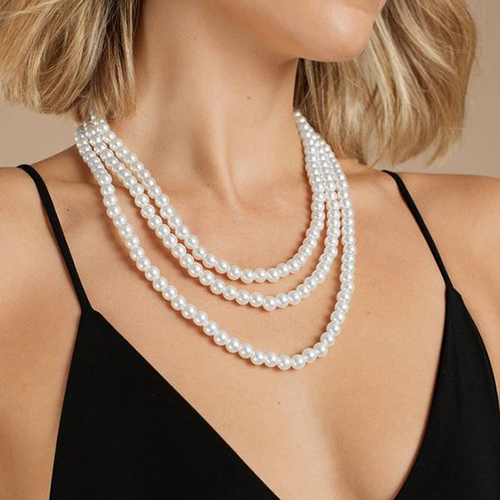 White 63" Length Freshwater Pearl Necklace