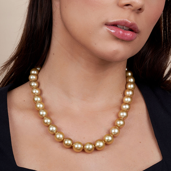 8-10MM Golden South Sea Pearl Necklace