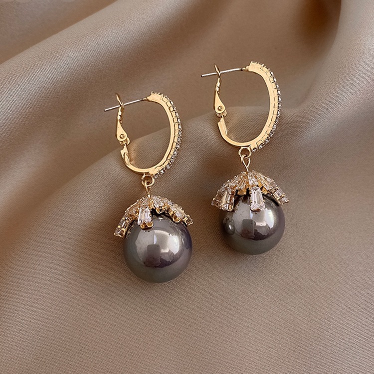 AAAA Akoya Hypoallergenic Cubic Zirconia Dangle Pearl Earrings
