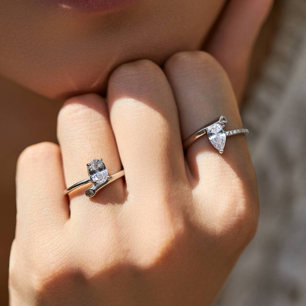 Unique Pear Moissanite Ring