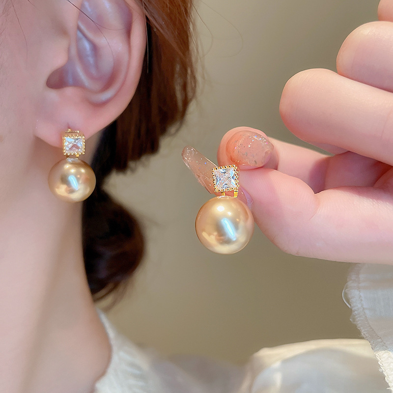 Zircon Silver Ear Stud Pearl Earrings