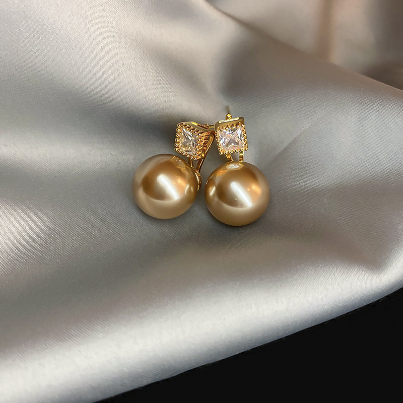 Zircon Silver Ear Stud Pearl Earrings