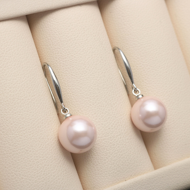 925 Sterling Silver White Gold Plated Inlay Akoya Pearl Pendant Earrings