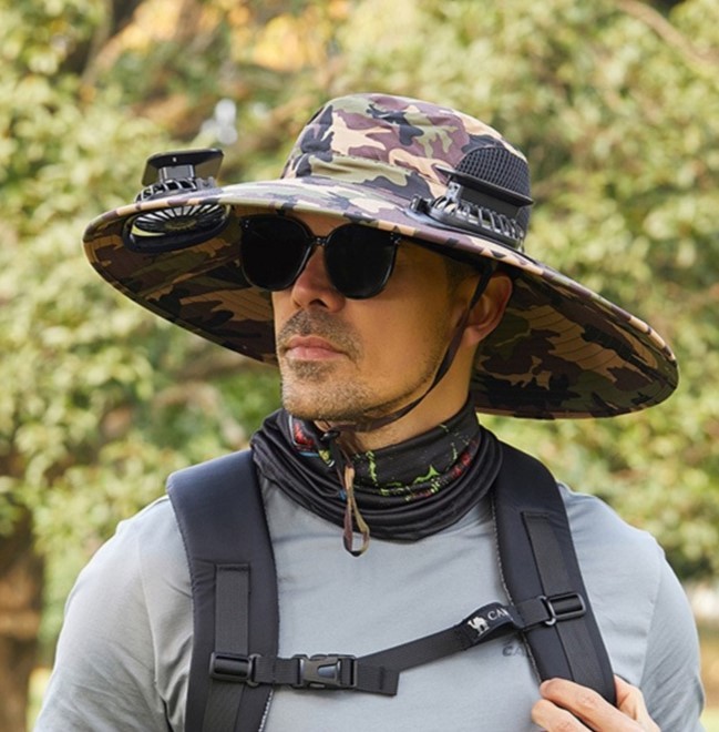 🔥Outdoor Wide Brim Sun Hat With Solar Fan