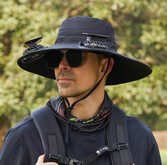 🔥Outdoor Wide Brim Sun Hat With Solar Fan