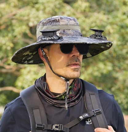🔥Outdoor Wide Brim Sun Hat With Solar Fan