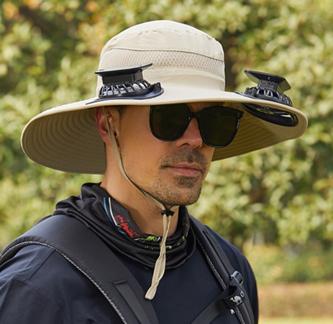 🔥Outdoor Wide Brim Sun Hat With Solar Fan