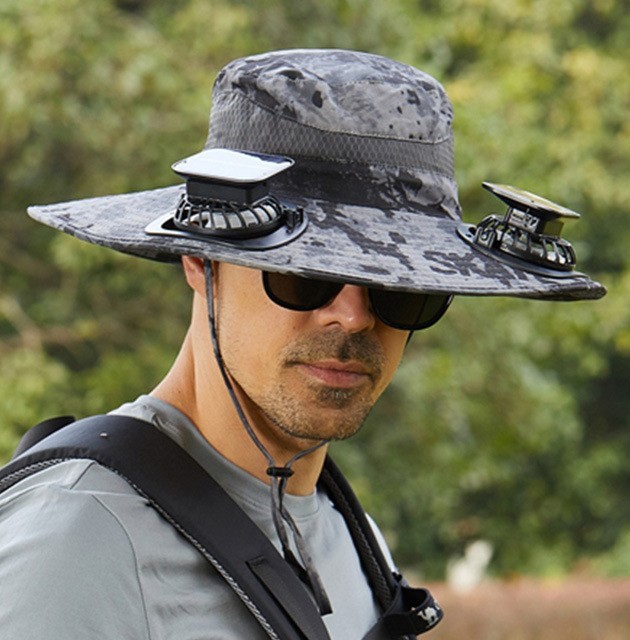 🔥Outdoor Wide Brim Sun Hat With Solar Fan