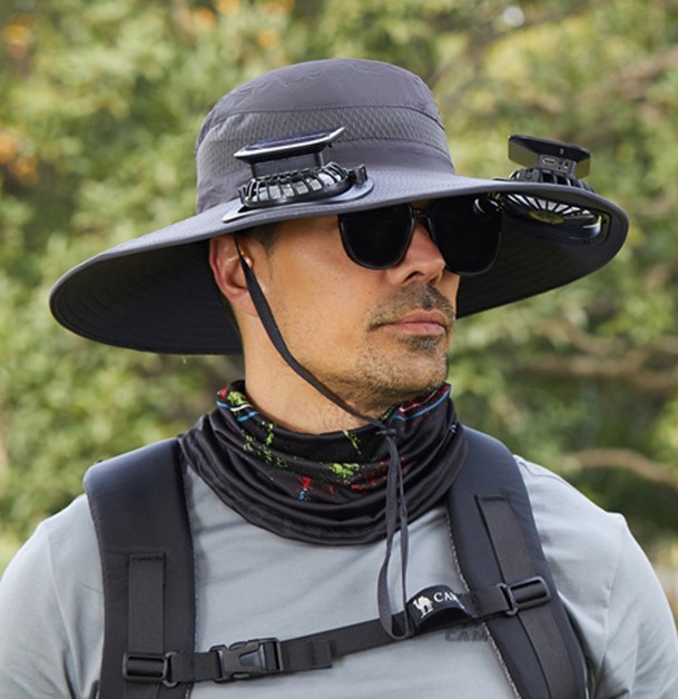 🔥Outdoor Wide Brim Sun Hat With Solar Fan
