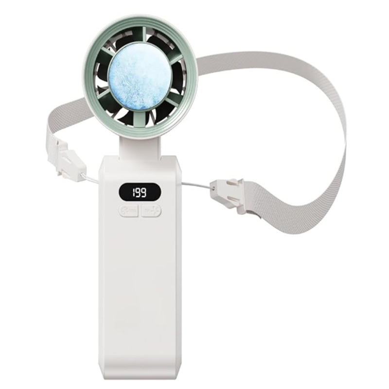 Portable cooling neck hanging fan