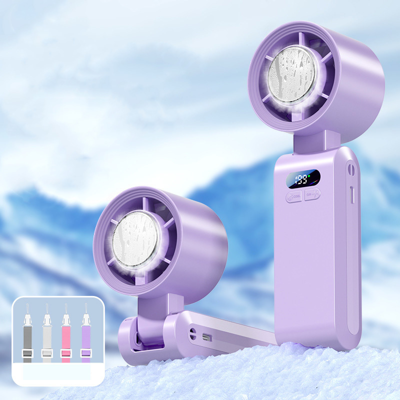 Portable cooling neck hanging fan