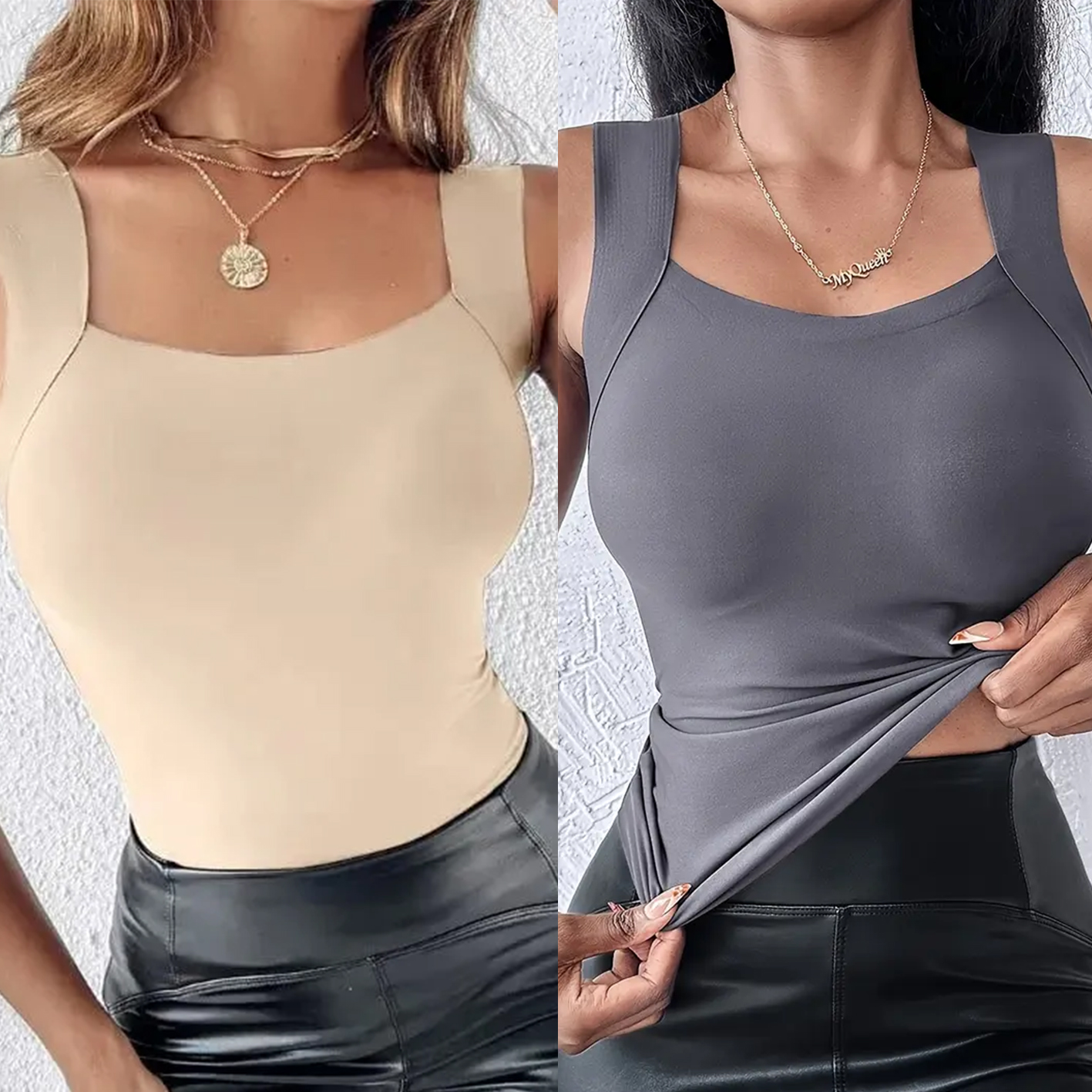 🔥Buy 1 get 1 free💐Women's U Neck Thermal Tank Tops with Built-In Bra