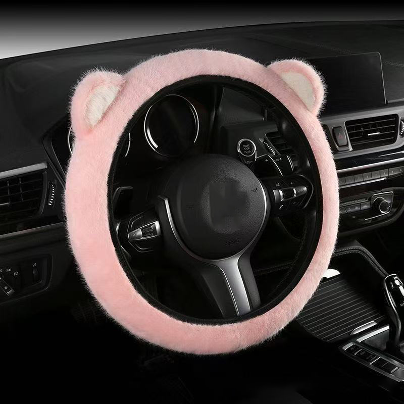 Plush car steering wheel cover
