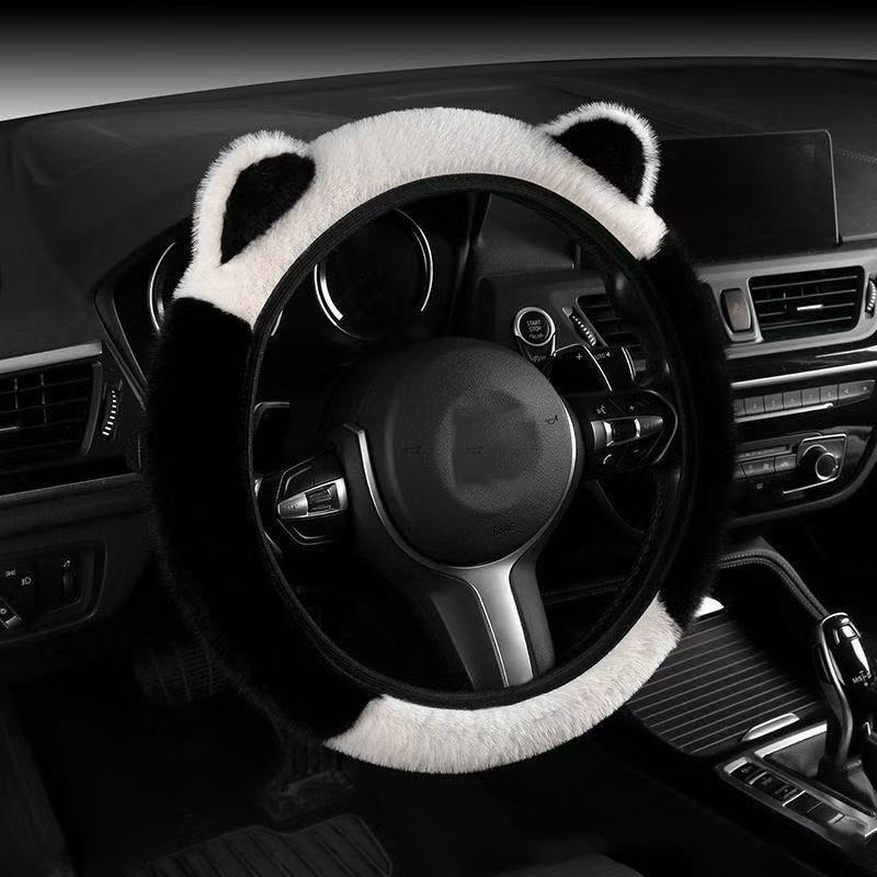 Plush car steering wheel cover